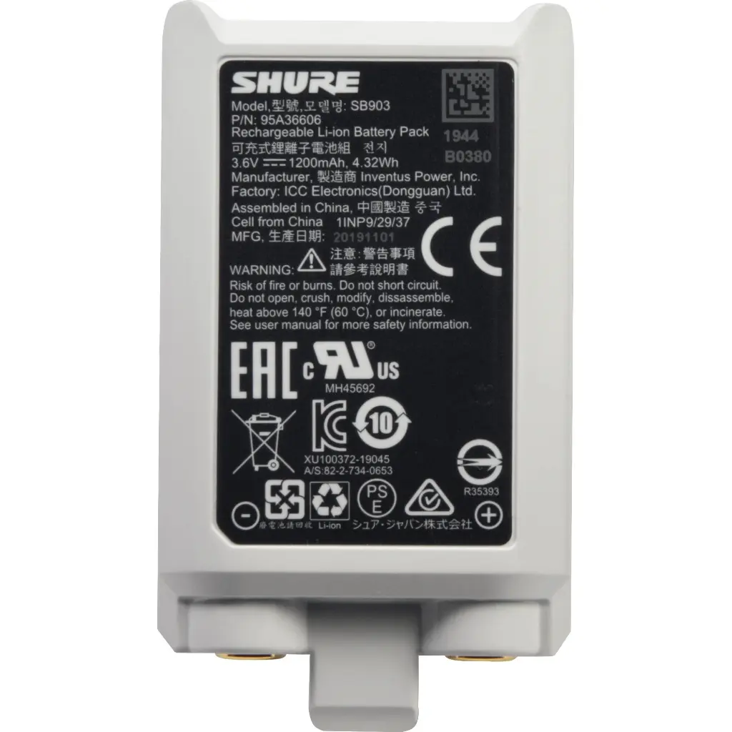 Shure SB903 Rechargeable Battery For SLX-D Transmitters 